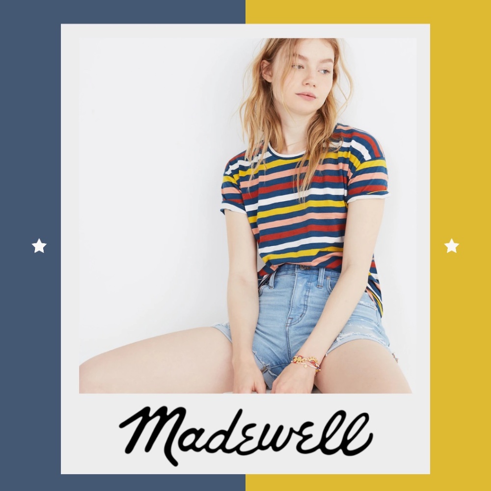 Madewell Whisper Cotton Tee in Lennie Stripe (M) ☀️
